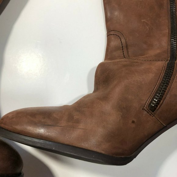 J. Crew Nottingham Leather High Heel Tall Boots 16950 Brown Size 10 Made N Italy - Picture 6 of 11